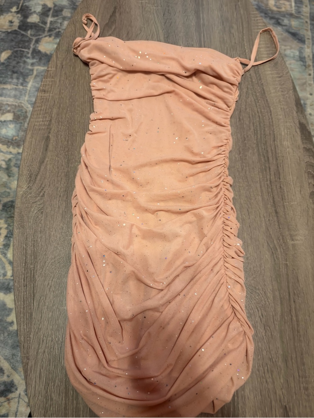 Sparkle Ruched Peach Slip Dress